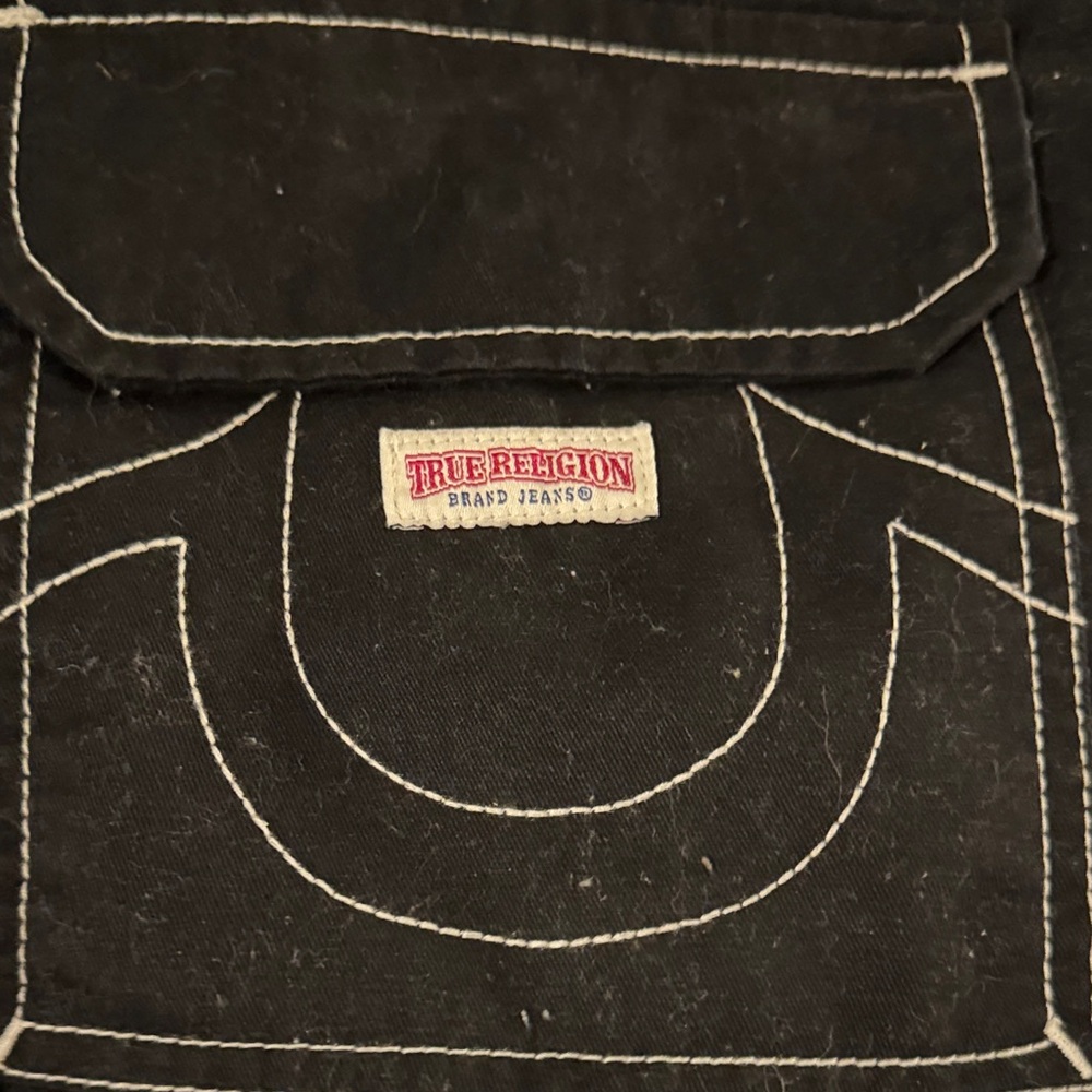 True Religion Black Denim with White Stitching